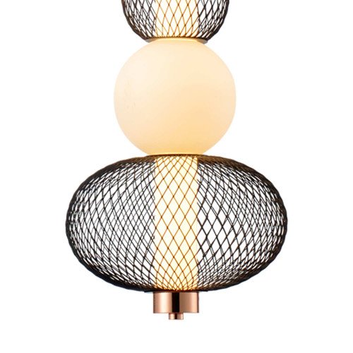 CÓD.3370 SUSPENSION LED GRILLE, BOULE EN VERRE DÉPOLI ET ACRYLIQUE 22 X 49 CM