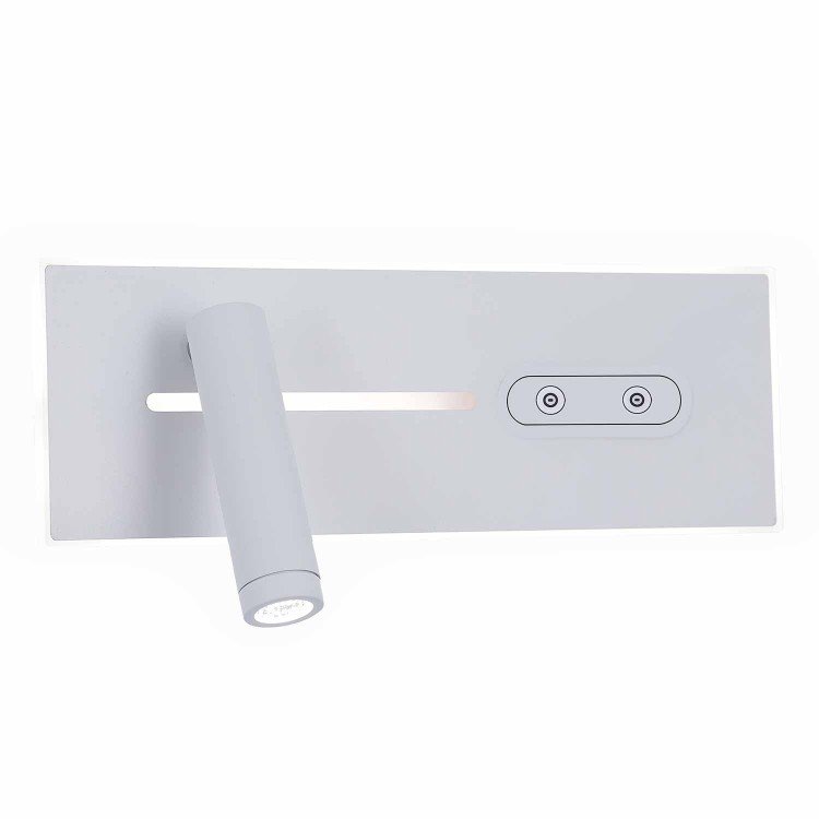 CÓD.6126 APLIQUE LED TÁCTIL ACERO PINTADO BLANCO 27,5CM ORIENTACIÓN IZQUIERDA