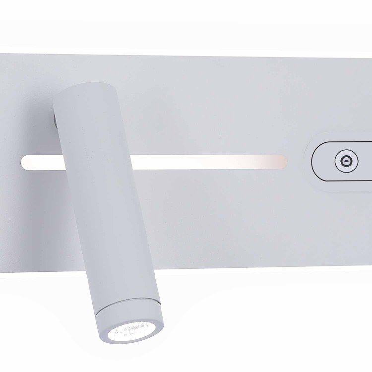 CÓD.6126 APPLIQUE LED TATTILE IN ACCIAIO VERNICIATO BIANCO 27,5 CM ORIENTAMENTO SINISTRO
