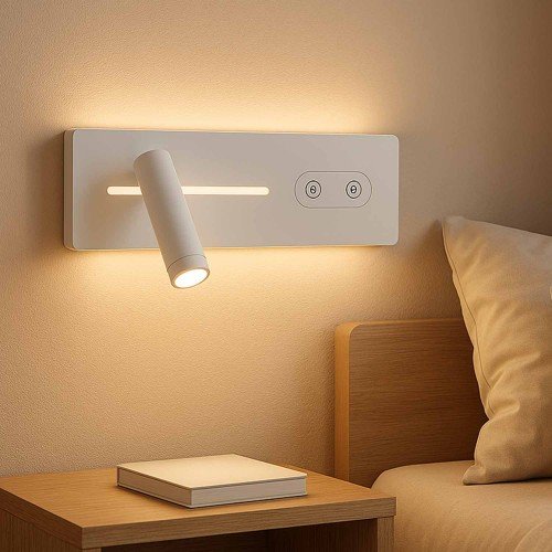 CÓD.6126 APPLIQUE LED TATTILE IN ACCIAIO VERNICIATO BIANCO 27,5 CM ORIENTAMENTO SINISTRO
