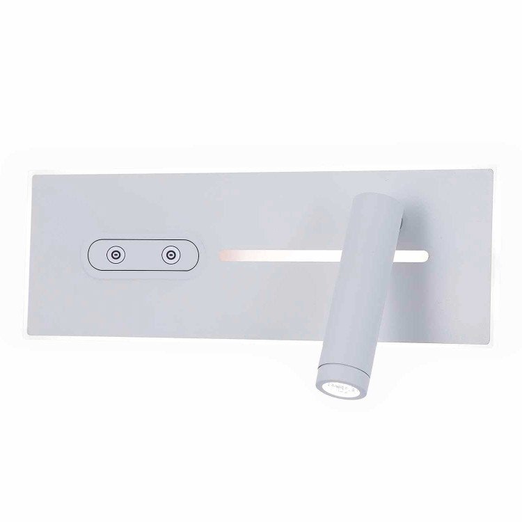 CÓD.6125 APPLIQUE LED TATTILE IN ACCIAIO VERNICIATO BIANCO 27,5 CM ORIENTAMENTO DESTRO