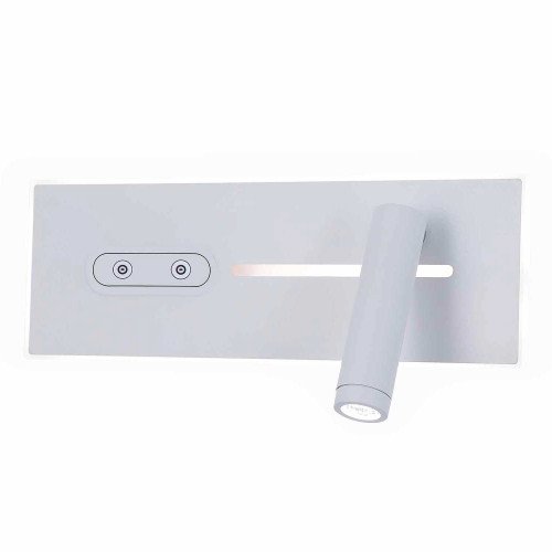 CÓD.6125 LED-WANDLEUCHTE MIT TOUCHFUNKTION AUS WEISS LACKIERTEM STAHL 27,5 CM RECHTE AUSRICHTUNG