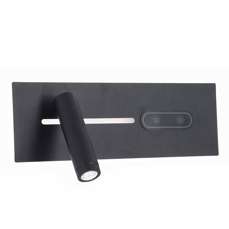CÓD.6128 APLIQUE LED TÁTIL EM AÇO PINTADO PRETO 27,5 CM ORIENTAÇÃO ESQUERDA