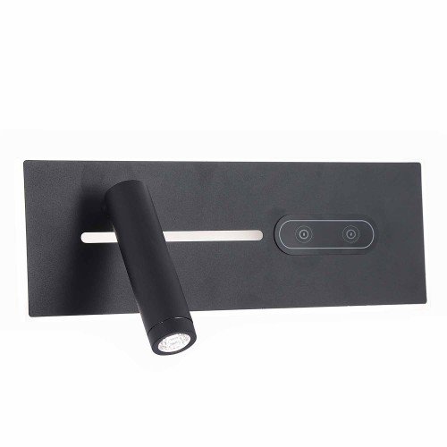 CÓD.6128 APPLIQUE LED TACTILE EN ACIER PEINT NOIR 27,5 CM ORIENTATION GAUCHE