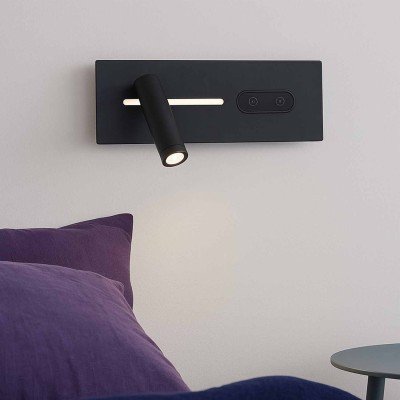CÓD.6128 APPLIQUE LED TACTILE EN ACIER PEINT NOIR 27,5 CM ORIENTATION GAUCHE