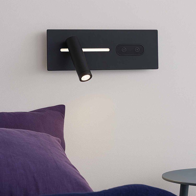 CÓD.6128 APPLIQUE LED TACTILE EN ACIER PEINT NOIR 27,5 CM ORIENTATION GAUCHE