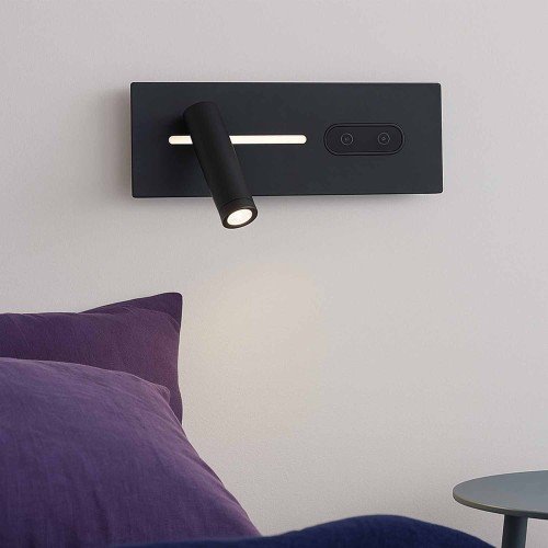 CÓD.6128 APPLIQUE LED TACTILE EN ACIER PEINT NOIR 27,5 CM ORIENTATION GAUCHE