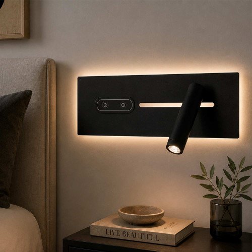 CÓD.6127 APPLIQUE LED TACTILE EN ACIER PEINT NOIR 27,5 CM ORIENTATION DROITE