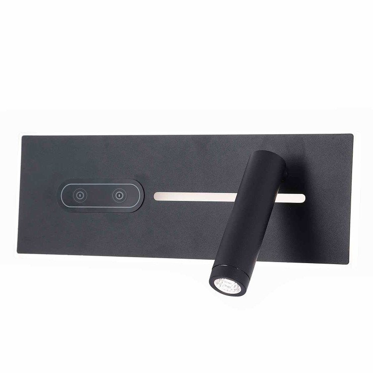 CÓD.6127 APPLIQUE LED TACTILE EN ACIER PEINT NOIR 27,5 CM ORIENTATION DROITE