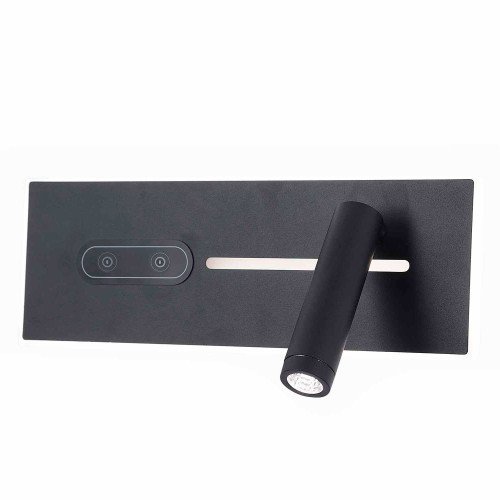 CÓD.6127 APLIQUE LED TÁTIL EM AÇO PINTADO PRETO 27,5 CM ORIENTAÇÃO DIREITA