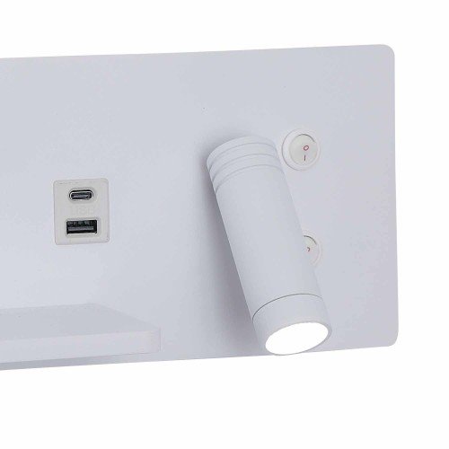 CÓD.6123 APLIQUE LED ACERO PINTADO BLANCO CON CARGA INALÁMBRICA 30CM ORIENTACIÓN DERECHA