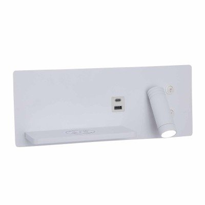 CÓD.6123 APPLIQUE LED EN ACIER PEINT BLANC AVEC CHARGE SANS FIL 30 CM ORIENTATION DROITE 2