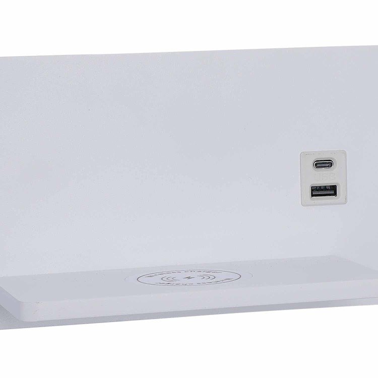 CÓD.6123 APPLIQUE LED IN ACCIAIO VERNICIATO BIANCO CON RICARICA WIRELESS 30 CM ORIENTAMENTO DESTRO