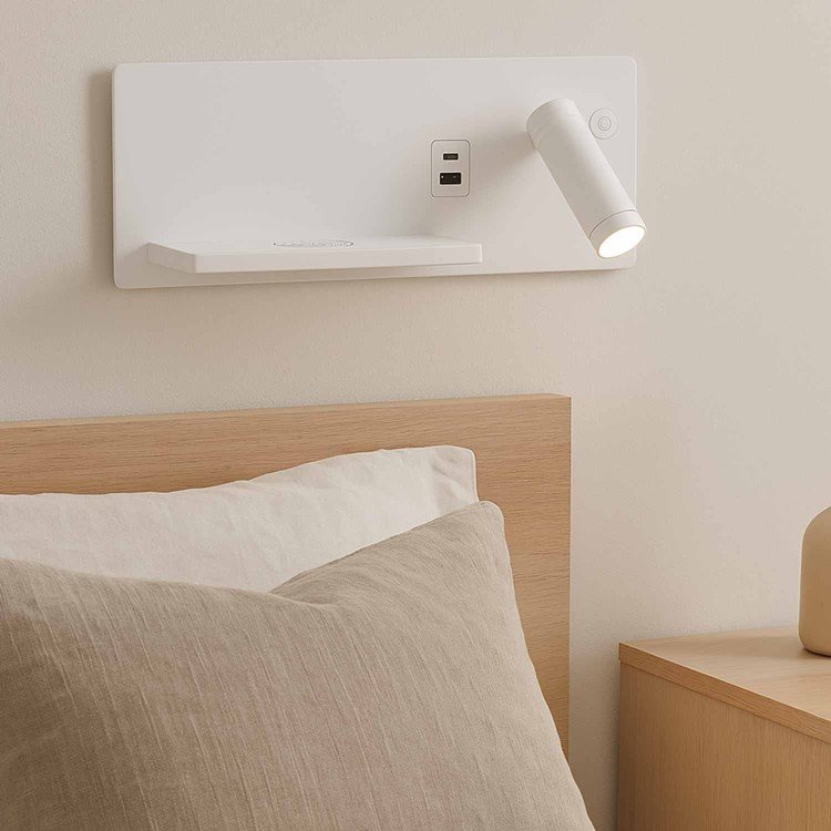 CÓD.6123 APPLIQUE LED EN ACIER PEINT BLANC AVEC CHARGE SANS FIL 30 CM ORIENTATION DROITE