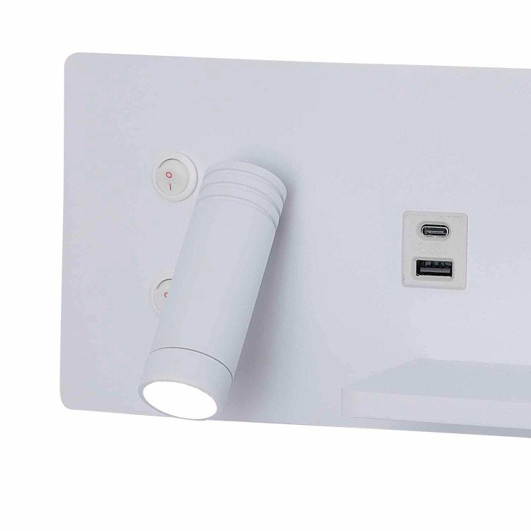 CÓD.6124 APPLIQUE LED EN ACIER PEINT BLANC AVEC CHARGE SANS FIL 30 CM ORIENTATION GAUCHE
