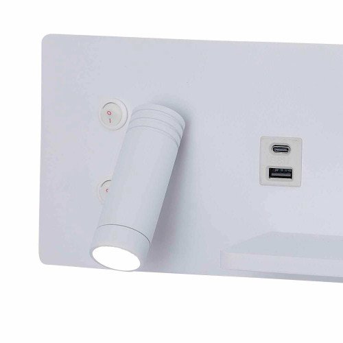 CÓD.6124 APPLIQUE LED EN ACIER PEINT BLANC AVEC CHARGE SANS FIL 30 CM ORIENTATION GAUCHE