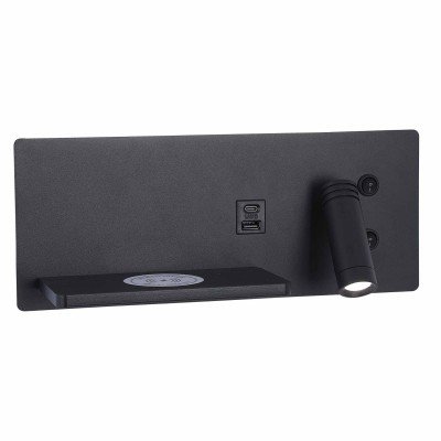 CÓD.6121 APPLIQUE LED IN ACCIAIO VERNICIATO NERO CON RICARICA WIRELESS 30 CM ORIENTAMENTO DESTRO 2