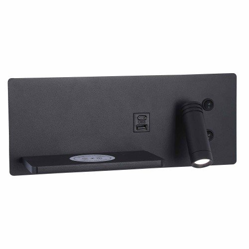 CÓD.6121 APPLIQUE LED EN ACIER PEINT NOIR AVEC CHARGE SANS FIL 30 CM ORIENTATION DROITE
