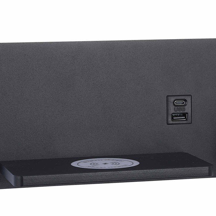 CÓD.6121 APPLIQUE LED EN ACIER PEINT NOIR AVEC CHARGE SANS FIL 30 CM ORIENTATION DROITE