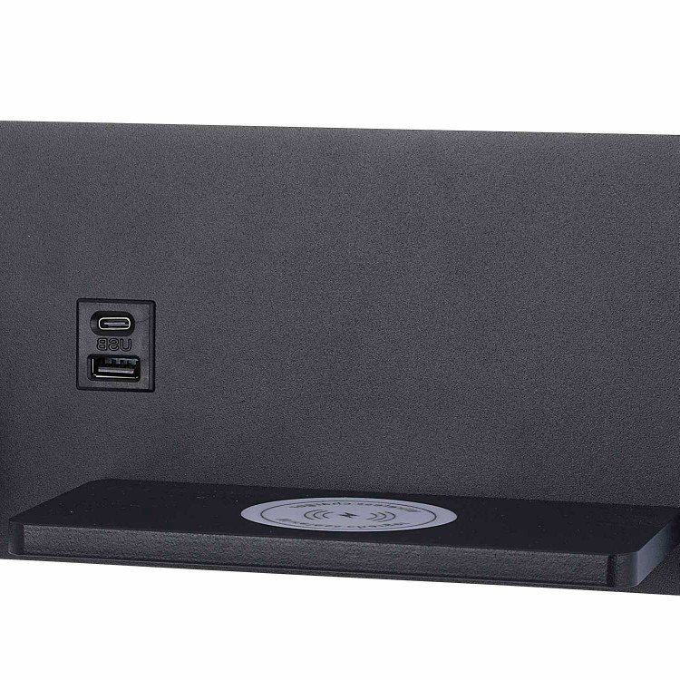 CÓD.6122 APLIQUE LED EM AÇO PINTADO PRETO COM CARREGAMENTO SEM FIOS 30 CM ORIENTAÇÃO ESQUERDA