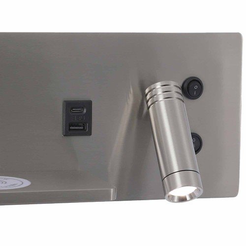 CÓD.6118 LED-WANDLEUCHTE AUS VERNICKELTEM STAHL MIT KABELLOSER LADEFUNKTION 30 CM RECHTE AUSRICHTUNG
