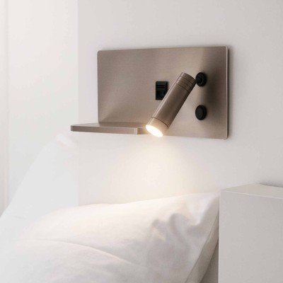 CÓD.6118 APPLIQUE LED EN ACIER NICKELÉ AVEC CHARGE SANS FIL 30 CM ORIENTATION DROITE