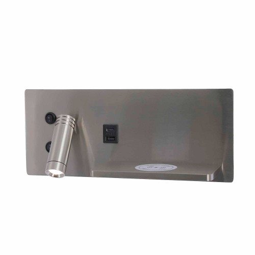 CÓD.6119 APPLIQUE LED EN ACIER NICKELÉ AVEC CHARGE SANS FIL 30 CM ORIENTATION GAUCHE