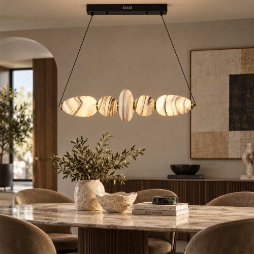 CÓD.3388 LÁMPARA LED ACERO NEGRO Y CRISTAL VETEADO EFECTO MÁRMOL