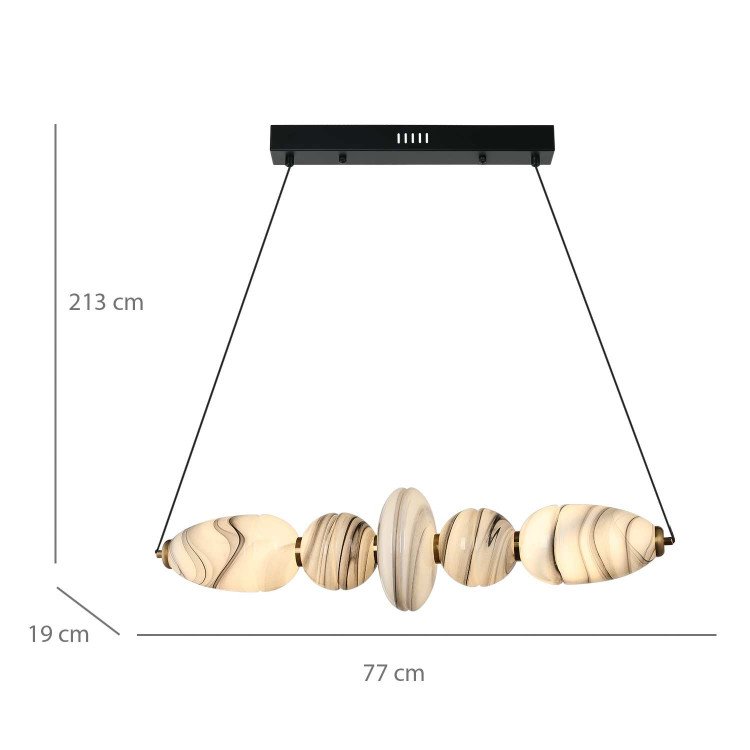 CÓD.3388 LÁMPARA LED ACERO NEGRO Y CRISTAL VETEADO EFECTO MÁRMOL