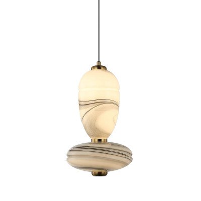 CÓD.3389 COLGANTE LED ACERO NEGRO Y CRISTAL VETEADO EFECTO MÁRMOL 2