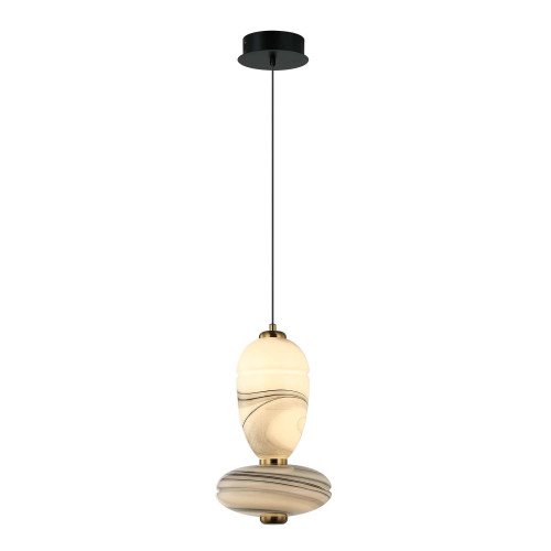 CÓD.3389 SUSPENSION LED EN ACIER NOIR ET VERRE VEINÉ EFFET MARBRE
