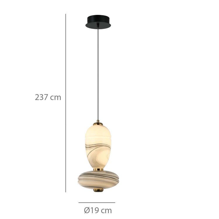 CÓD.3389 COLGANTE LED ACERO NEGRO Y CRISTAL VETEADO EFECTO MÁRMOL