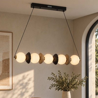 CÓD.3390 LÁMPARA LED ACERO NEGRO, CERÁMICA Y CRISTAL
