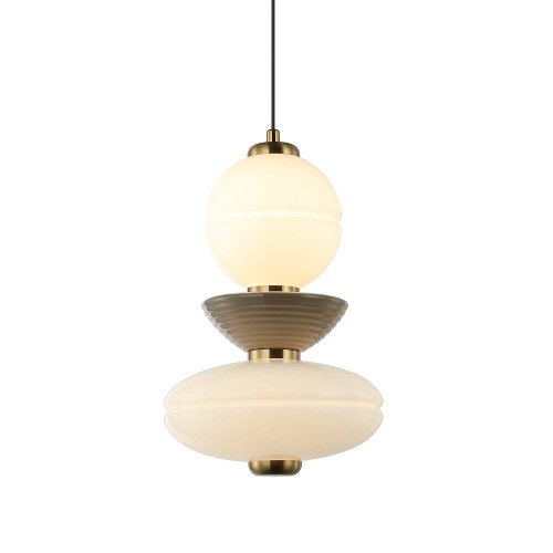CÓD.3391 COLGANTE LED ACERO NEGRO, CERÁMICA Y CRISTAL