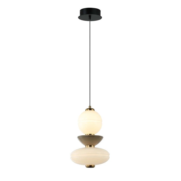 CÓD.3391 COLGANTE LED ACERO NEGRO, CERÁMICA Y CRISTAL