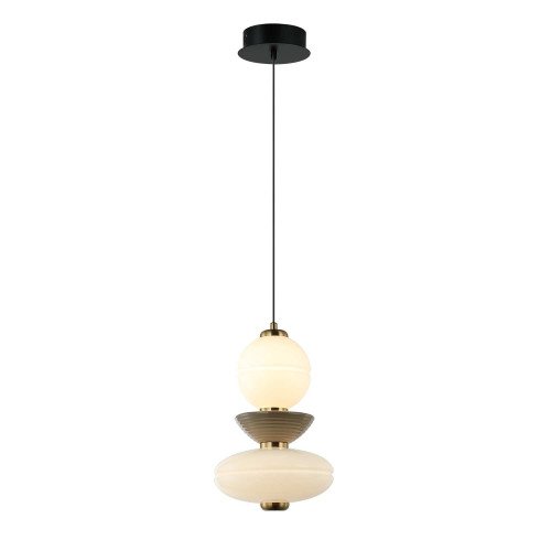 CÓD.3391 COLGANTE LED ACERO NEGRO, CERÁMICA Y CRISTAL