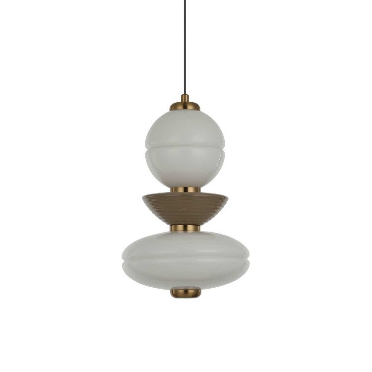 CÓD.3391 COLGANTE LED ACERO NEGRO, CERÁMICA Y CRISTAL