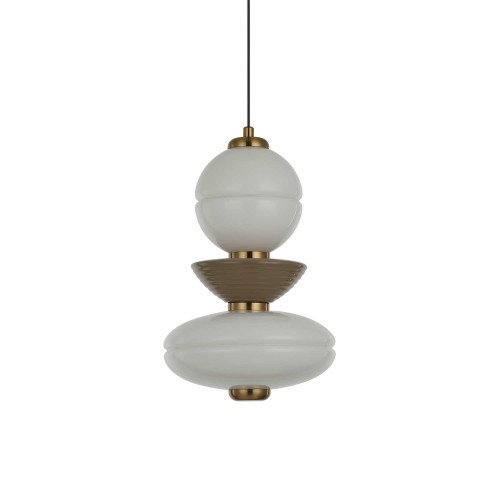 CÓD.3391 COLGANTE LED ACERO NEGRO, CERÁMICA Y CRISTAL