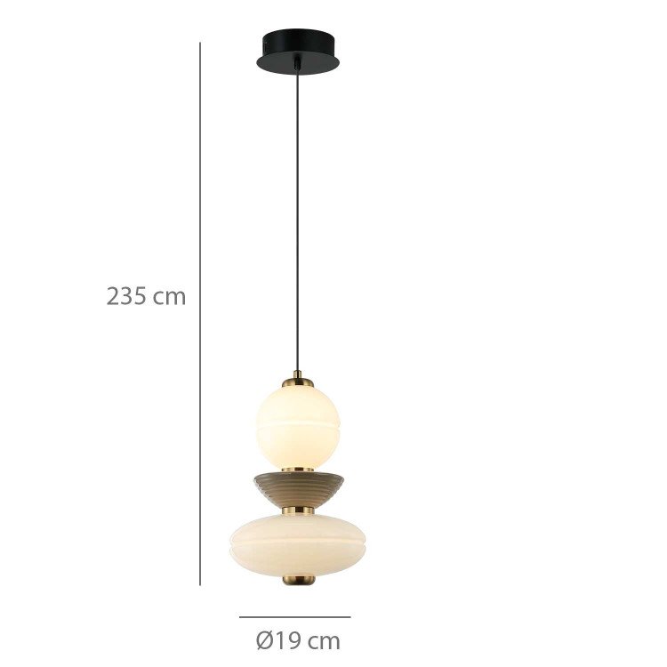 CÓD.3391 COLGANTE LED ACERO NEGRO, CERÁMICA Y CRISTAL