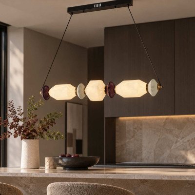 CÓD.3392 LÁMPARA LED ACERO NEGRO, CERÁMICA Y CRISTAL
