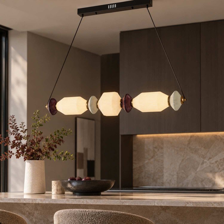 CÓD.3392 LÁMPARA LED ACERO NEGRO, CERÁMICA Y CRISTAL