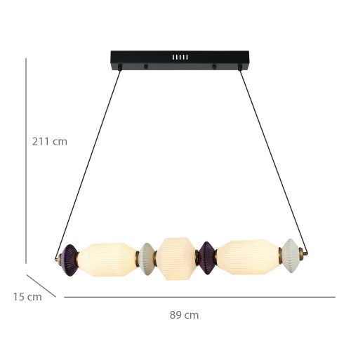 CÓD.3392 LÁMPARA LED ACERO NEGRO, CERÁMICA Y CRISTAL