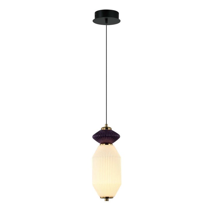 CÓD.3393 COLGANTE LED ACERO NEGRO, CERÁMICA Y CRISTAL