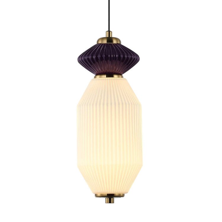 CÓD.3393 COLGANTE LED ACERO NEGRO, CERÁMICA Y CRISTAL