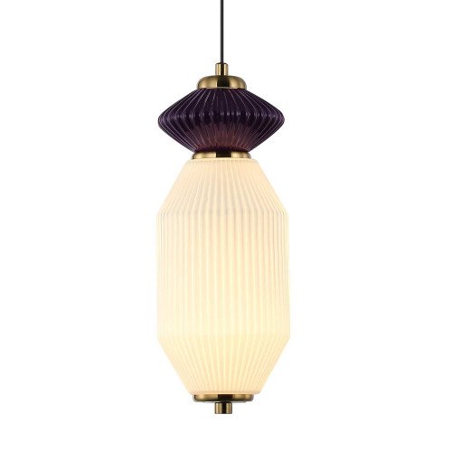 CÓD.3393 COLGANTE LED ACERO NEGRO, CERÁMICA Y CRISTAL