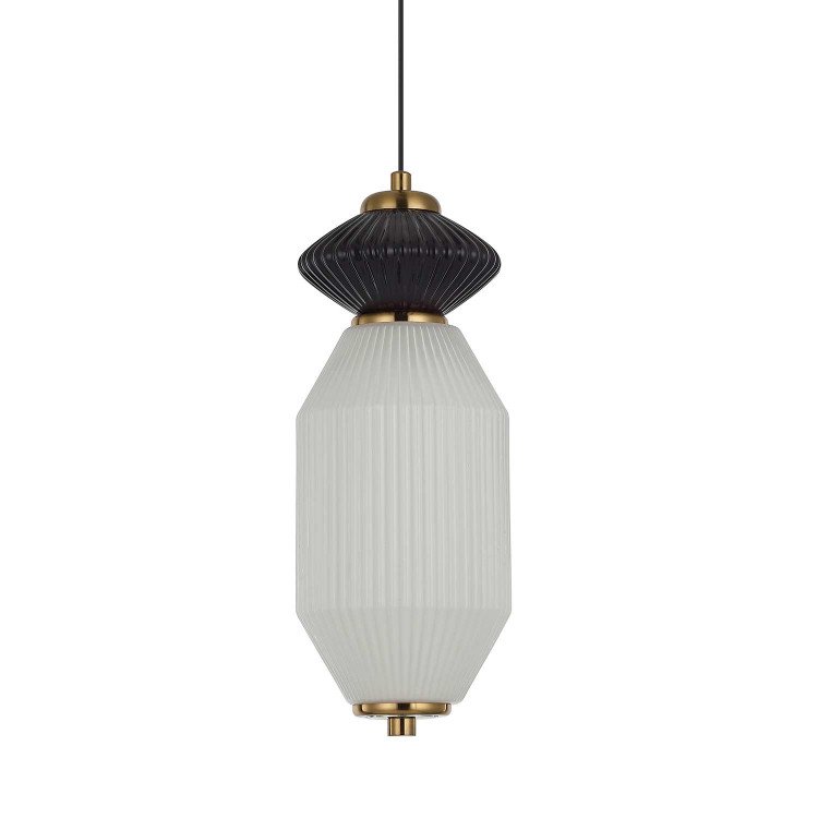 CÓD.3393 COLGANTE LED ACERO NEGRO, CERÁMICA Y CRISTAL