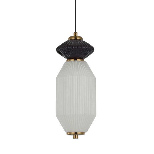 CÓD.3393 SUSPENSION LED EN ACIER NOIR, CÉRAMIQUE ET VERRE