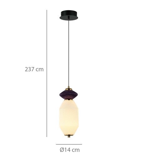 CÓD.3393 COLGANTE LED ACERO NEGRO, CERÁMICA Y CRISTAL
