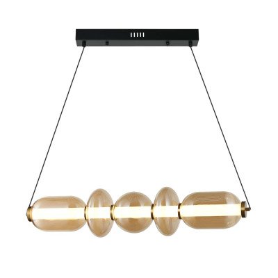 CÓD.3394 LÁMPARA LED ACERO NEGRO Y CRISTAL ÁMBAR 2