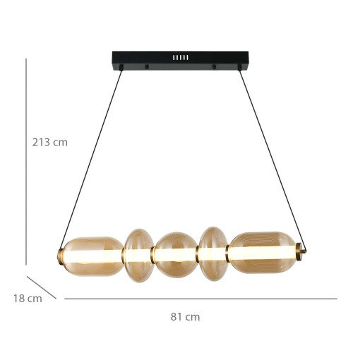 CÓD.3394 LÁMPARA LED ACERO NEGRO Y CRISTAL ÁMBAR